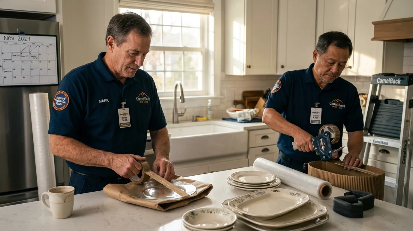 Professional crew packing kitchen dishware in Rogersville, TN